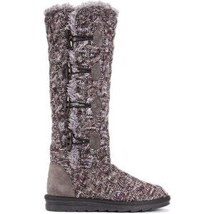 MUK LUKS Felicity Boots Size 10 Purple Sweater Slippers Faux Fur Lined